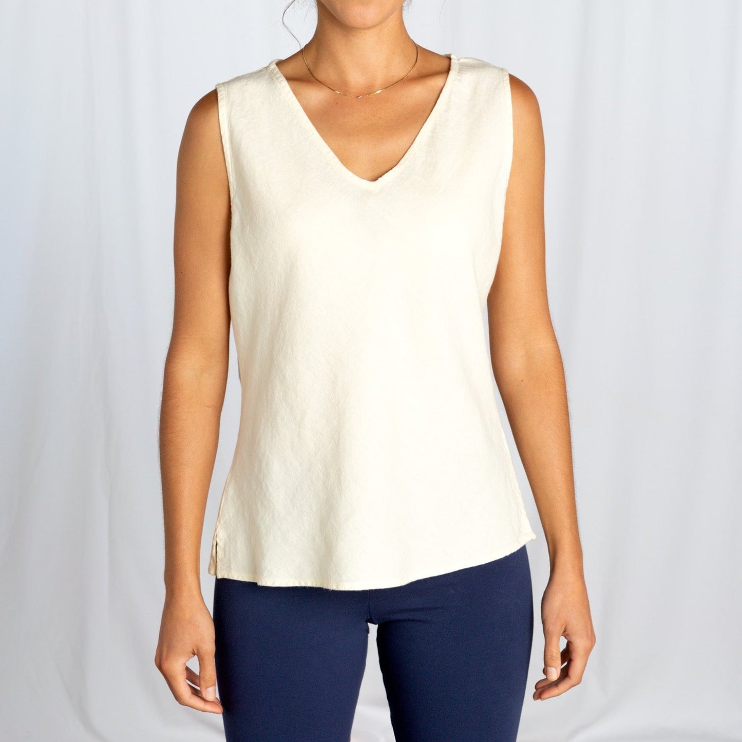 V-Neck Bias Tank in Linen by Cut-Loose - CLOSEOUT