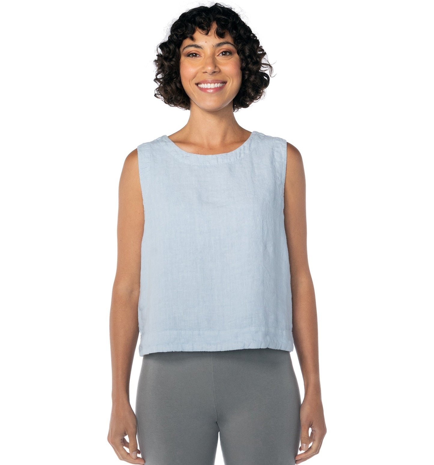 Shell Tank with Wide Facing in Linen by Cut-Loose