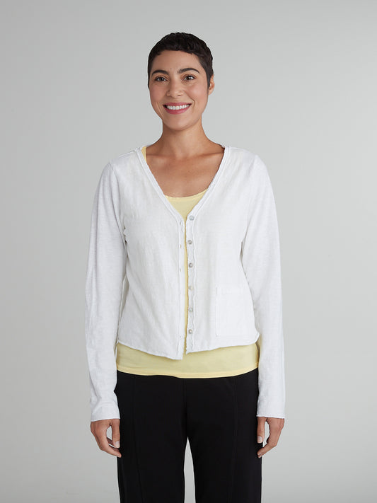 Crop Pocket Cardigan in Linen Cotton by Cut-Loose