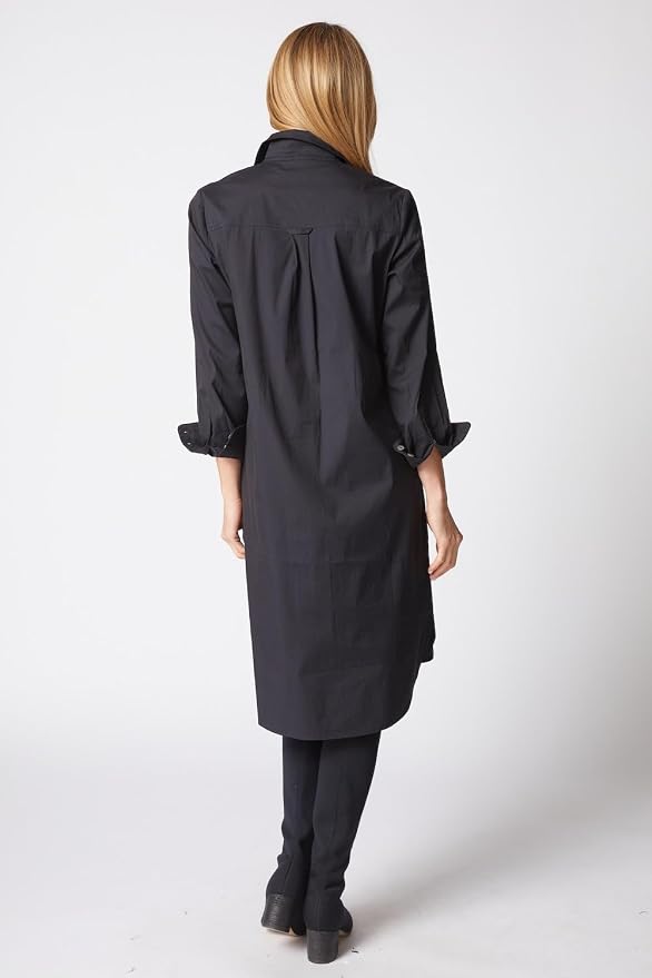 Stretch Cotton Shirt Dress in Black by Habitat