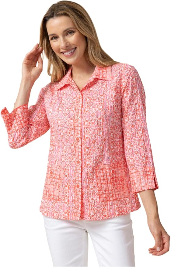 Mixed Print Crinkle Cotton Shacket by Habitat