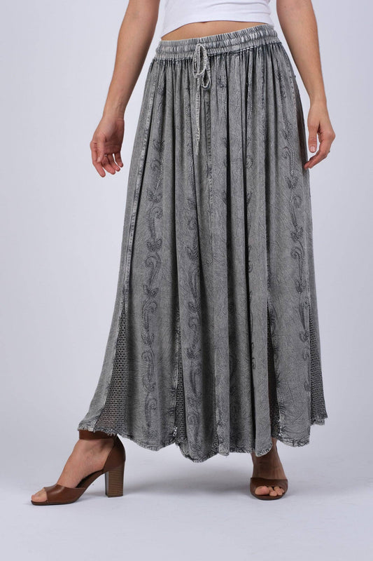 Gray Embroidered Maxi Skirt by Sacred Threads