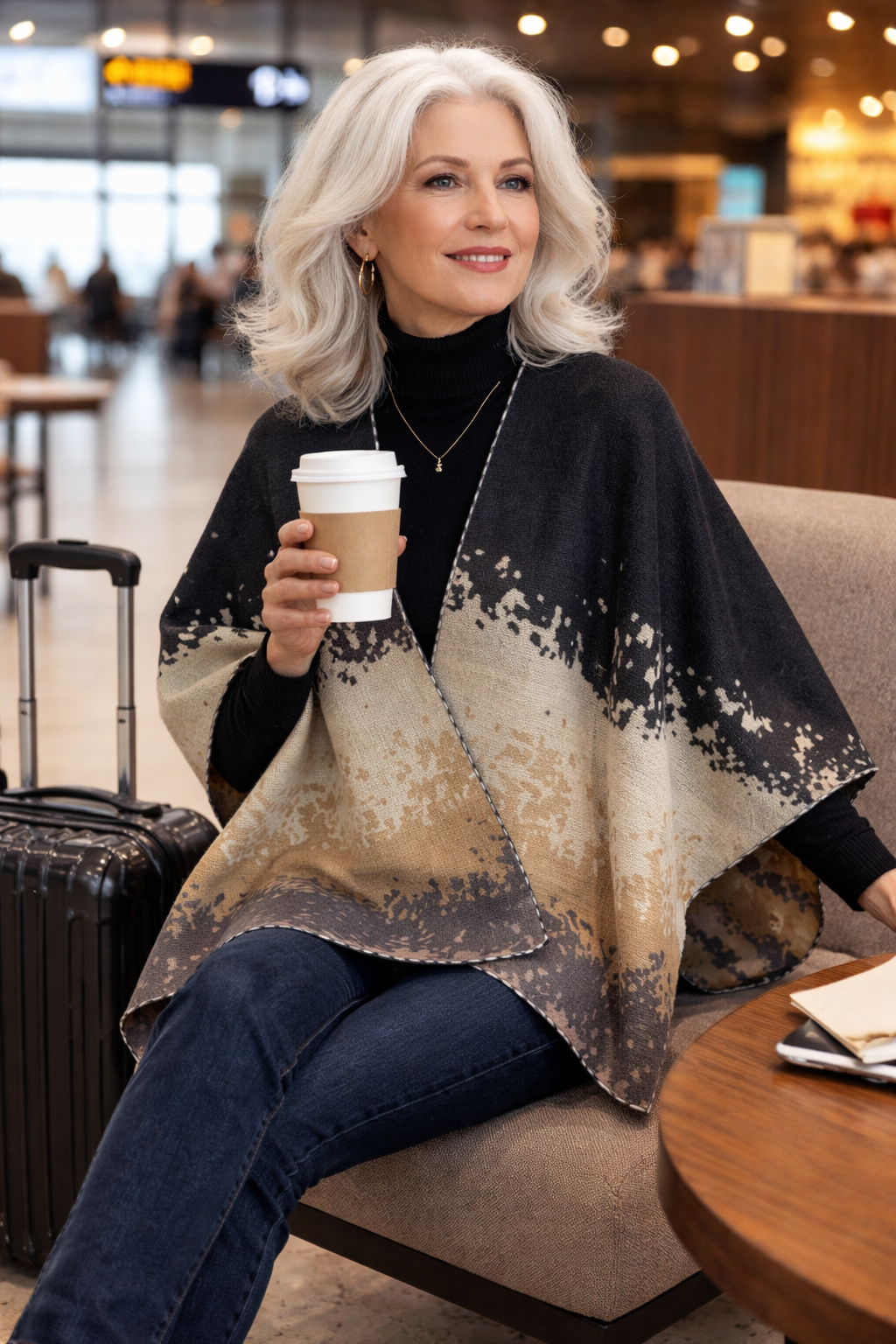 Terracotta Reversible Short Loop Wrap in Black & Beige by Winding River