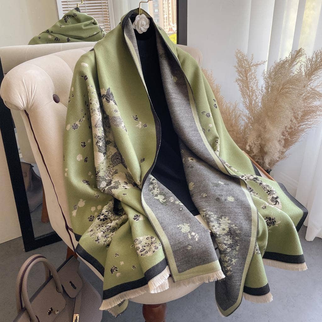 Bouquet Reversible Wrap in Equestrian Green & Black by Winding River