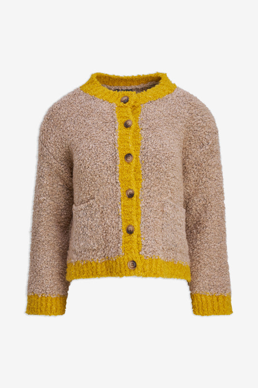 Textured Contrast Trim Cardigan by M Made in Italy