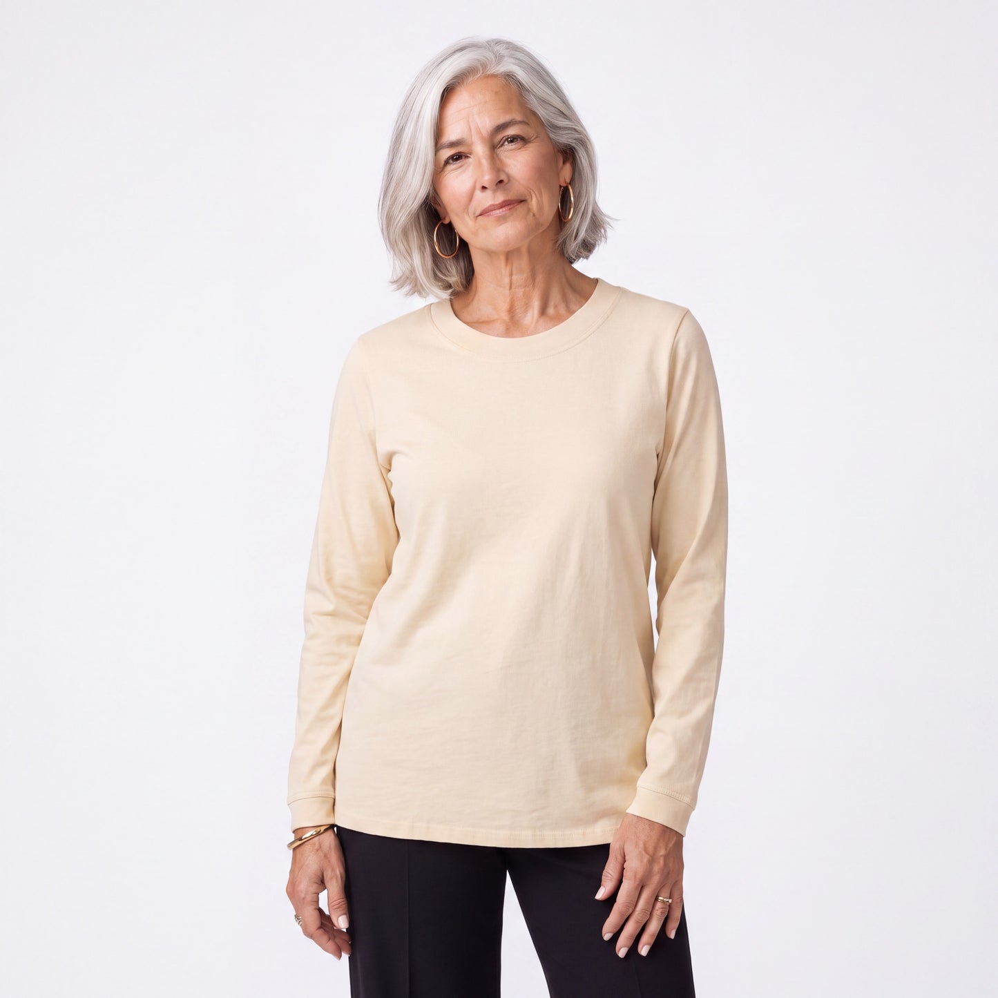 Long Sleeve Fray Edge Tee in Cotton by Kleen