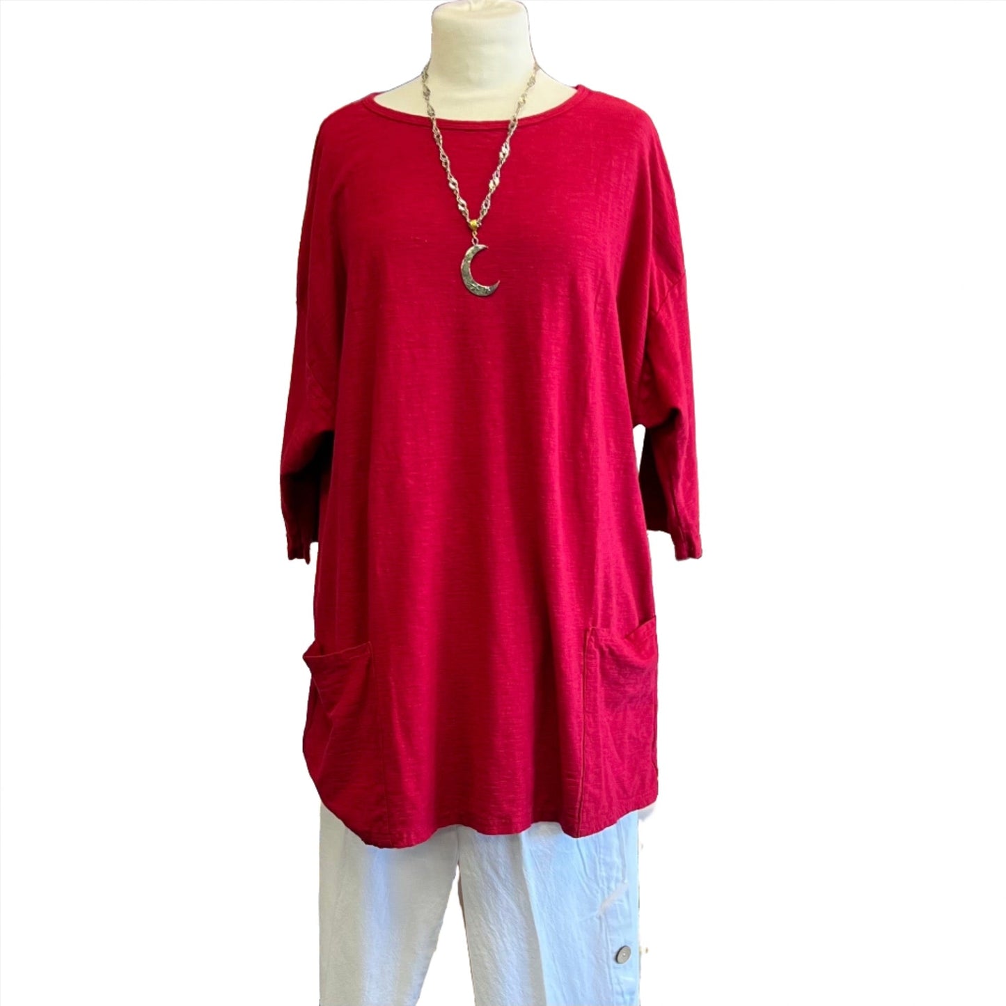 Smaller One-Sized Pocket Tunic in Linen Jersey by Cut-Loose