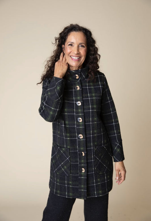 Speckle Knit Plaid Car Coat by Habitat