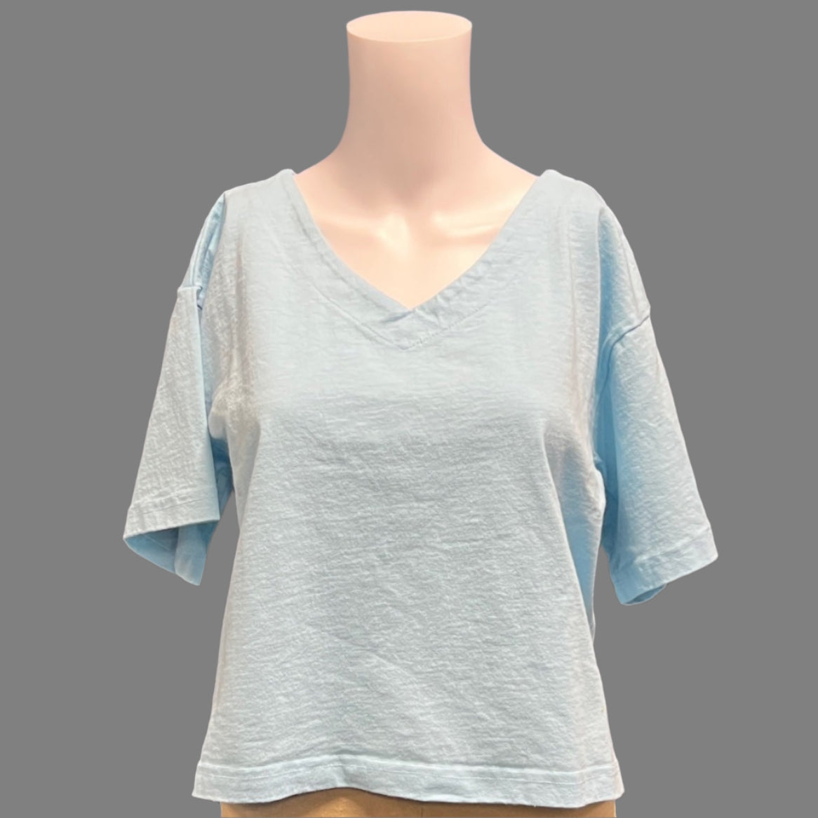 Short Sleeve V-Neck Crop Tee by Pacificotton