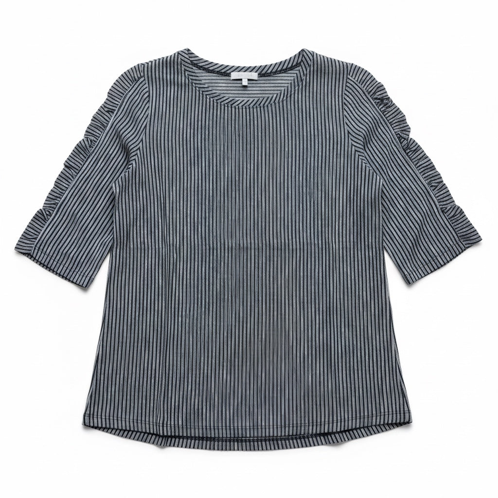 Striped Ruched Sleeve Cotton Tee by Habitat