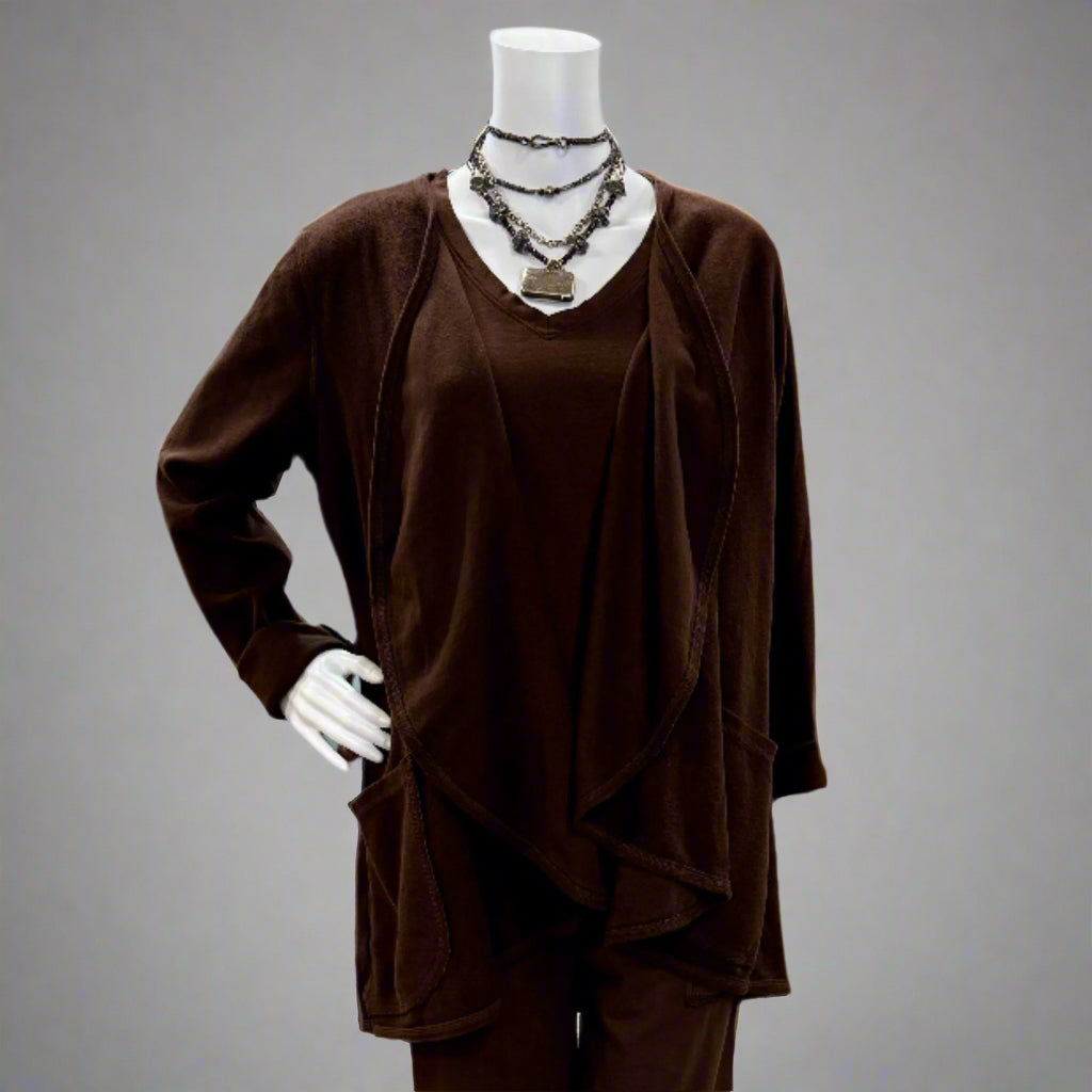 drape cardigan tunic by prairie cotton at Victoria Susan wearable art 
