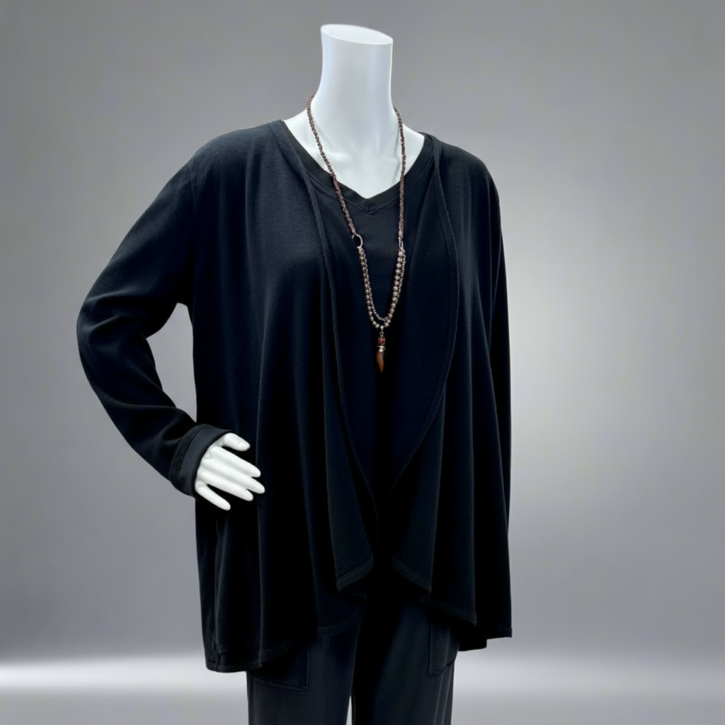 Black Cardigan in Prairie Cotton at Victoria Susan