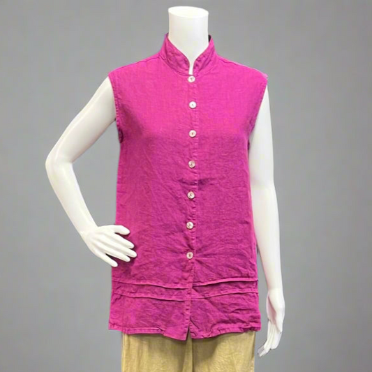 Sleeveless Pintuck Tunic In Light Linen by Bryn Walker.  
Shop women's clothing and wearable art at Victoria Susan in Camden, SC.