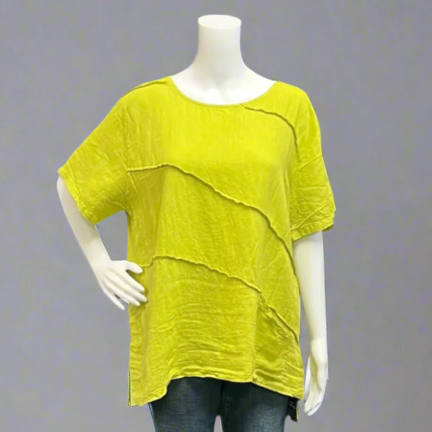Raw Edge One Pocket Top in Linen by Saga
