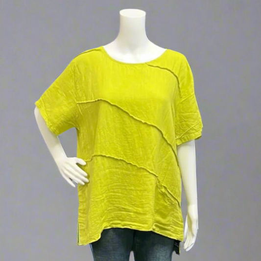 Raw Edge One Pocket Top in Linen by Saga