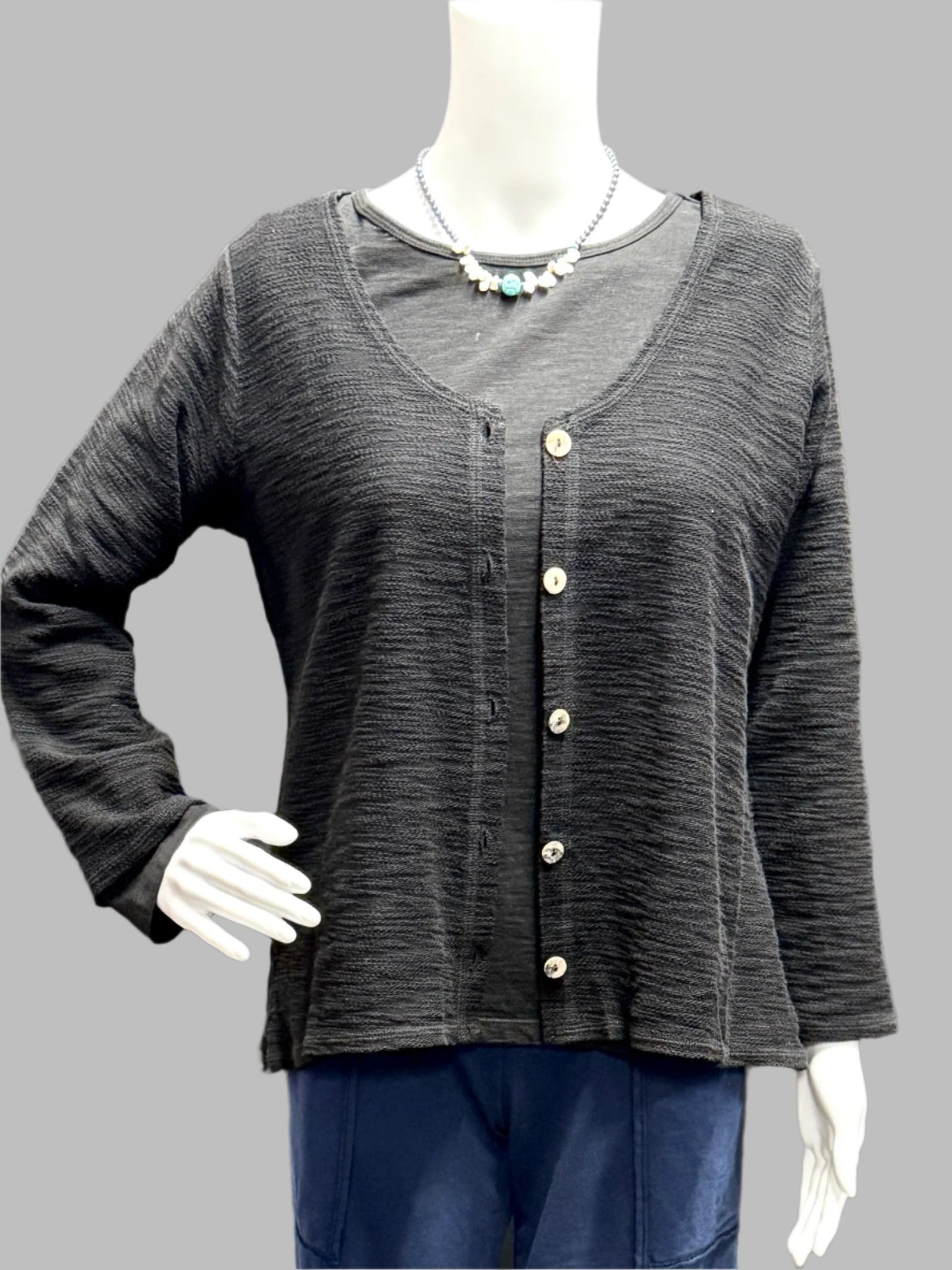 3/4 Sleeve Cardigan in Slub French Terry by Prairie Cotton