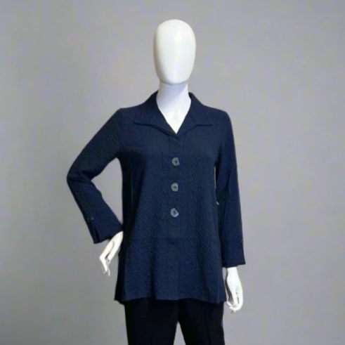 Crinkle Crepe Solid Patch Button Tunic by Habitat
