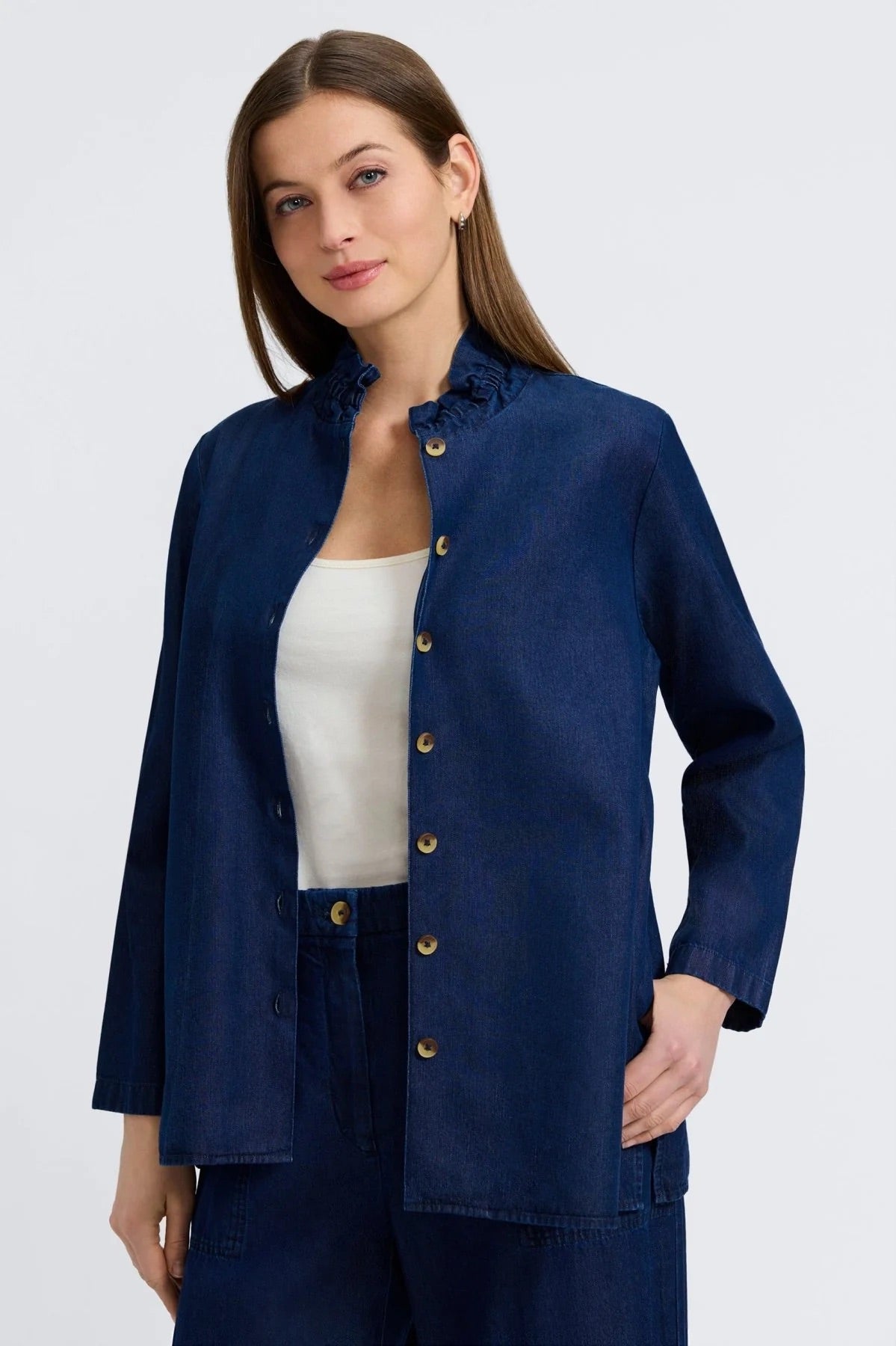 Carolina Tencel Denim Long Sleeve Shirt Jacket by Foxcroft