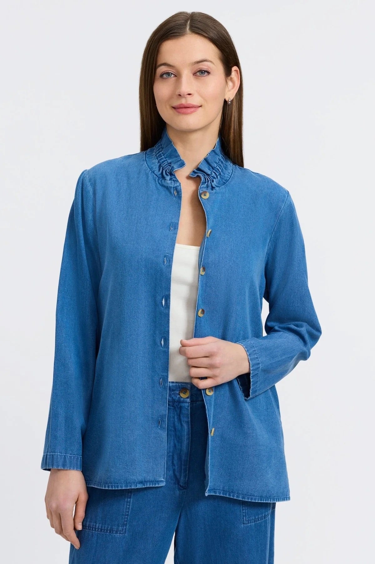 Carolina Tencel Denim Long Sleeve Shirt Jacket by Foxcroft