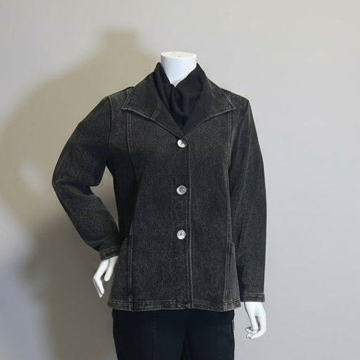 Jacket in Black Leopard Denim by Focus