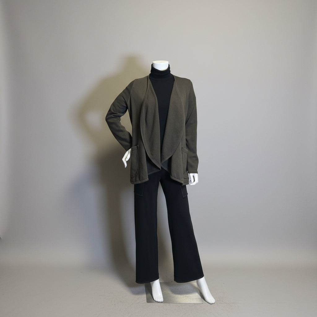 Mannequin wearing a gray blazer and black pants against a plain background at Victoria Susan in Camden, SC