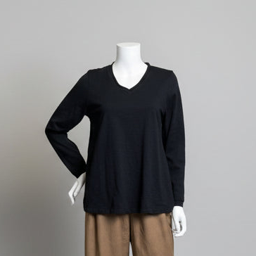 Long Sleeve V-Neck in Cotton by Kleen