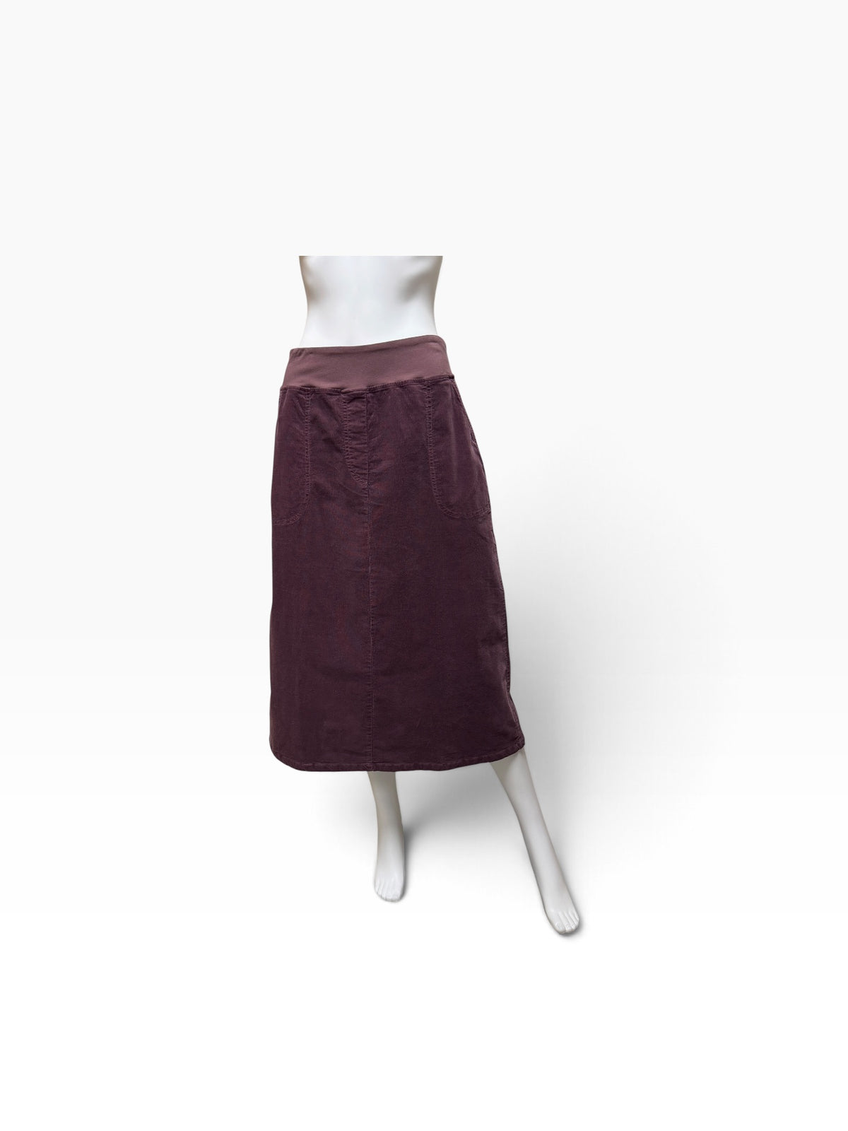 cinnabark  midi skirt displayed on a white mannequin against a plain white background.
