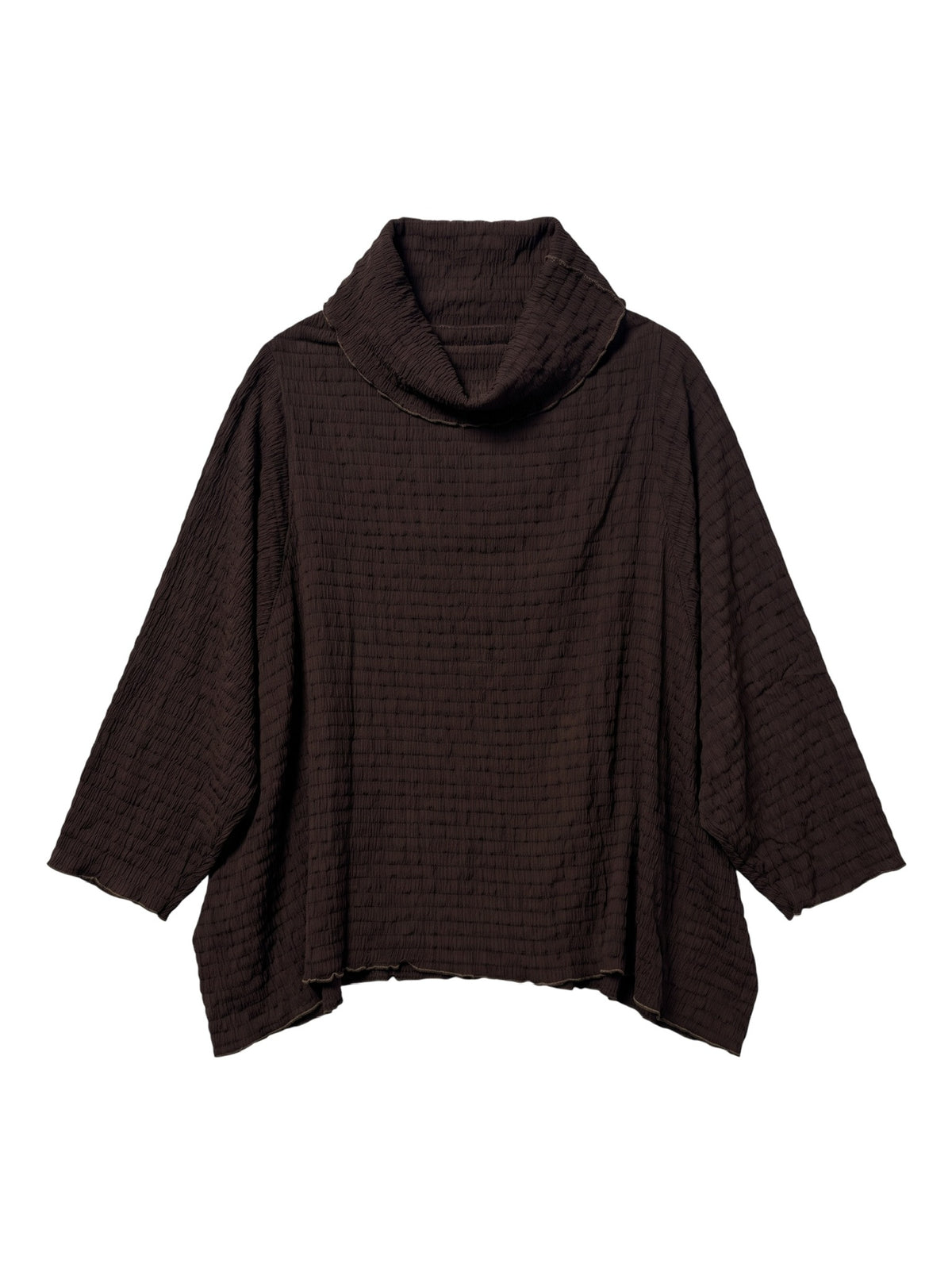 One Size Cowl Neck Crinkle Plaid Pullover by Cut-Loose