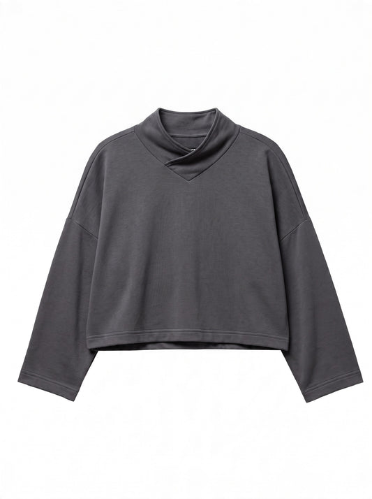 Crop V-Neck Top in Bamboo Fleece by Bryn Walker