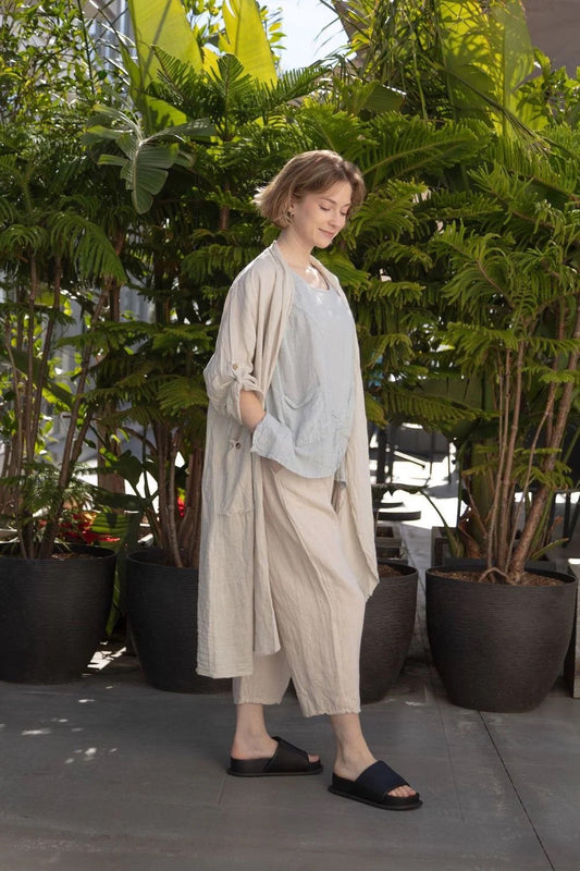 Duster Frayed Pockets in Linen by Saga