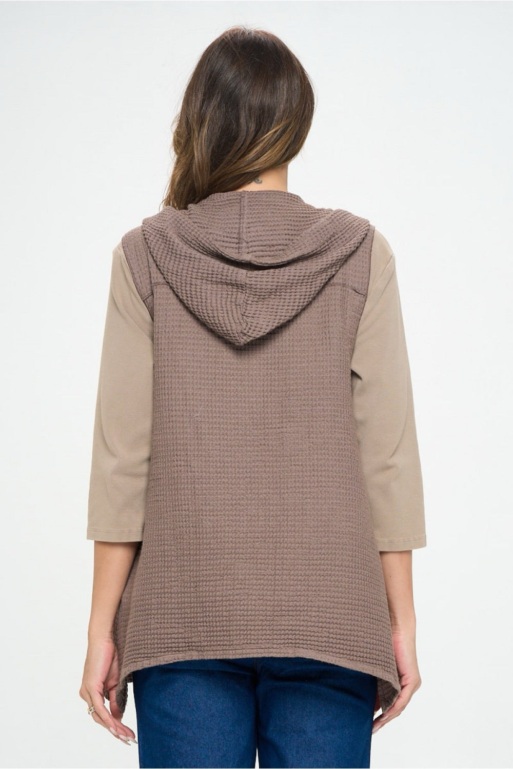 Hooded Vest in Cotton Waffle Weave by Focus