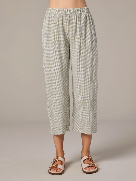 Easy Crop Pant in Crinkle Check by Cut-Loose