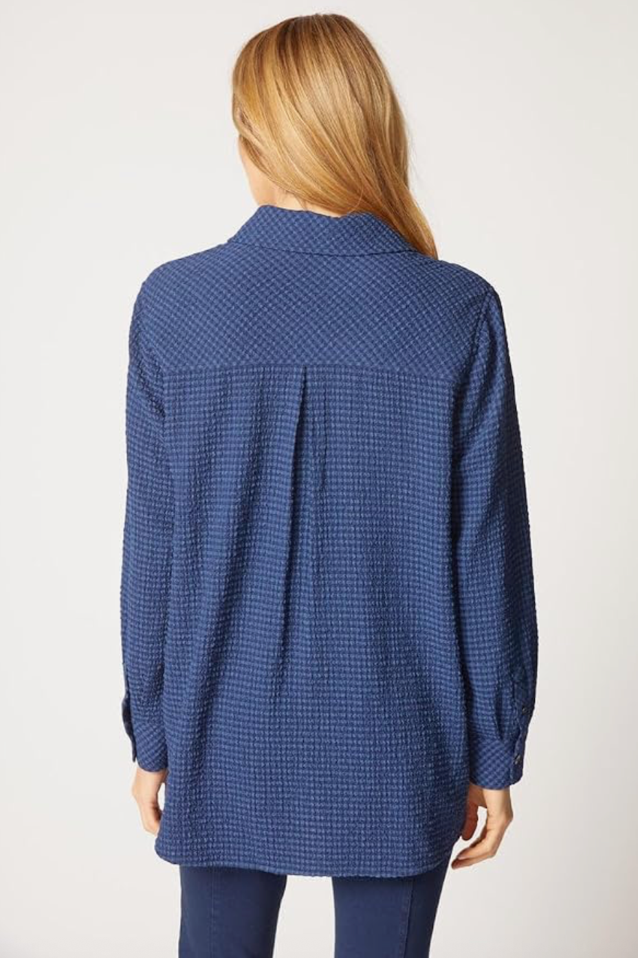Textured Button Front Shirt with Plaid Detail by Habitat