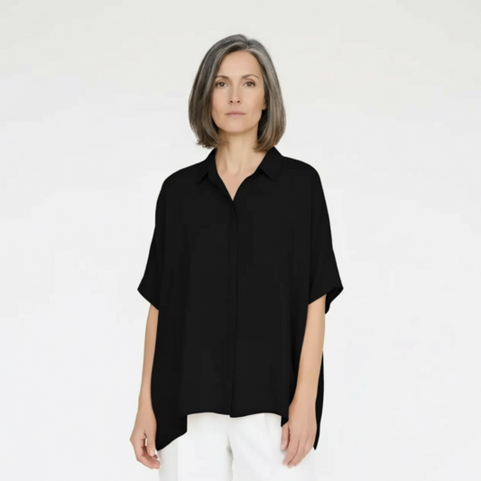 One Size Short Sleeve Oversized Shirt in Rayon Parachute by Cut-Loose