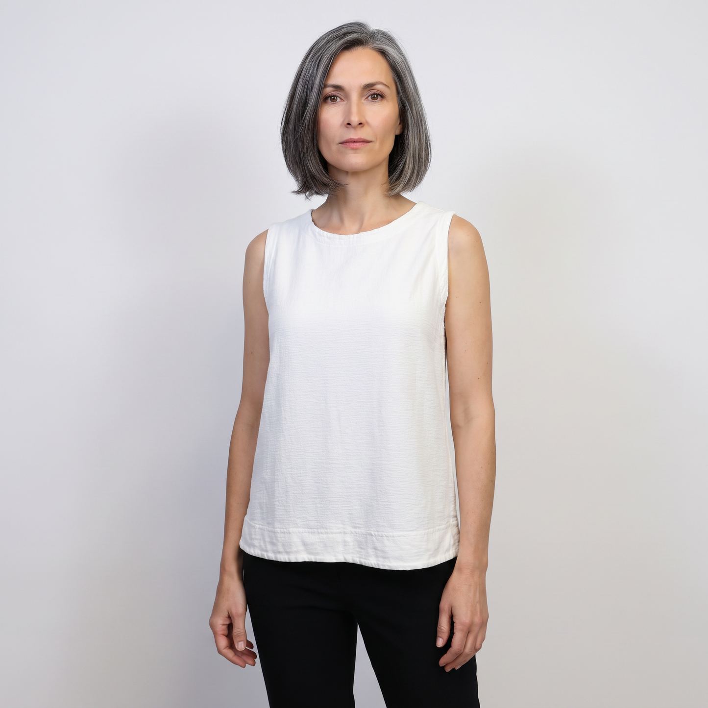 Shell with Wide Facing in Cotton Linen Blend by Cut-Loose