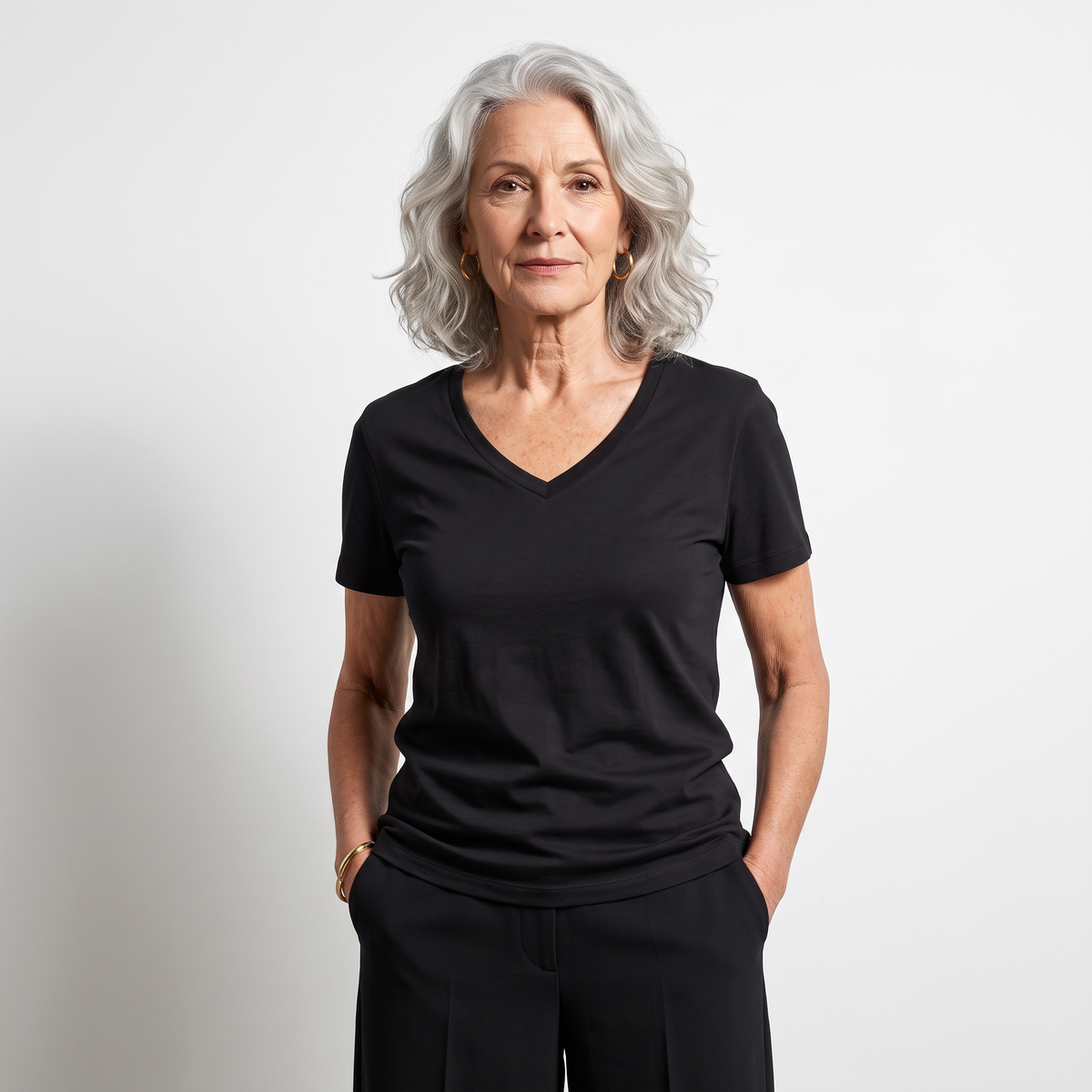 Short Sleeve V-Neck Tee in Jersey Soft Cotton by Prairie Cotton