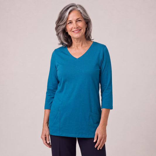 Mineral Wash Pocket Pullover Tunic by Focus Fashion