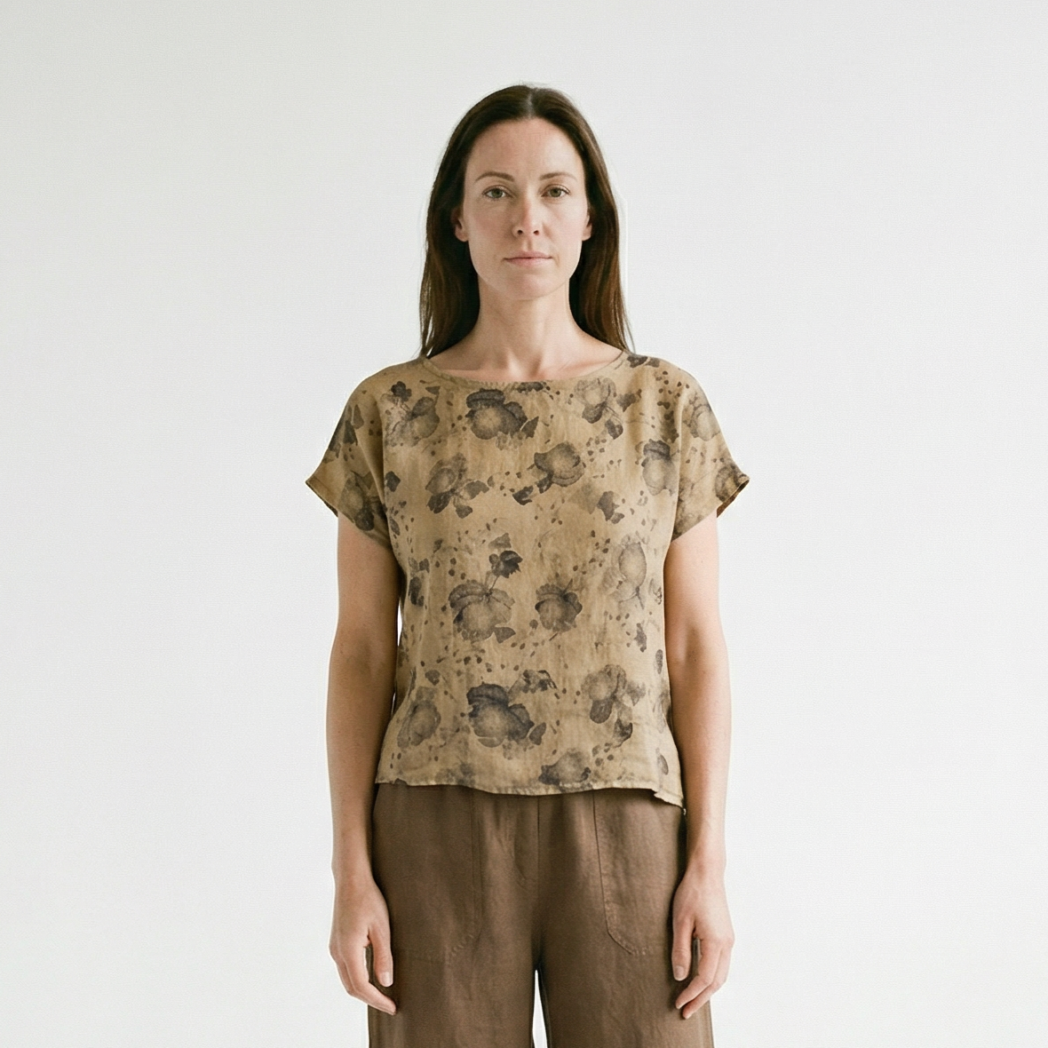 High Low Top in Leoni Floral Print Linen by Cut-Loose