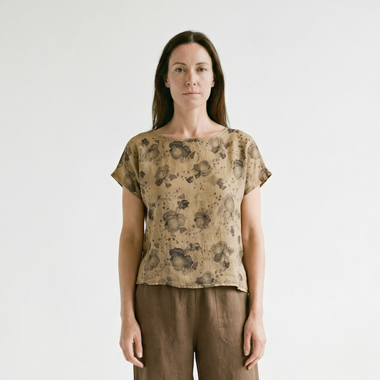 High Low Top in Leoni Floral Print Linen by Cut-Loose