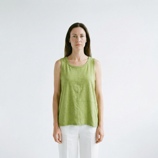 Pieced Tank Top in Cotton Pebble by Habitat