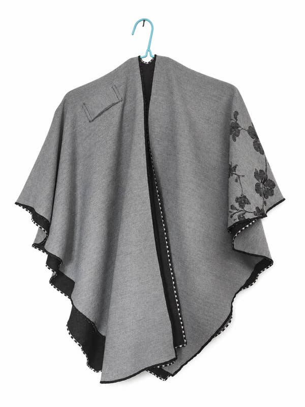 Reversible Roses Short Loop Wrap in Gray & Black by Winding River