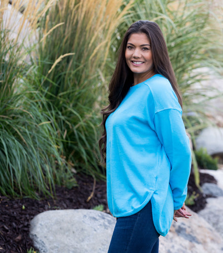 Loose Drop Shoulder Tunic in Cornflower Blue by Prairie Cotton