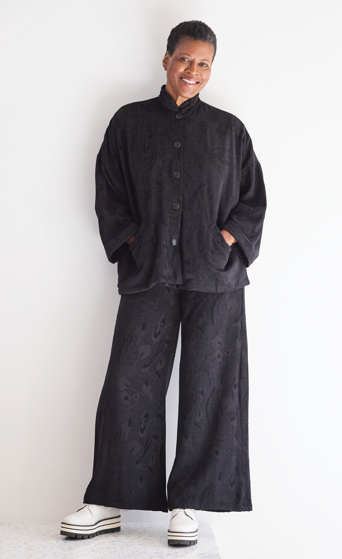 Danuta Jacket in Fiore Nero Chenille Jacquard by Bryn Walker