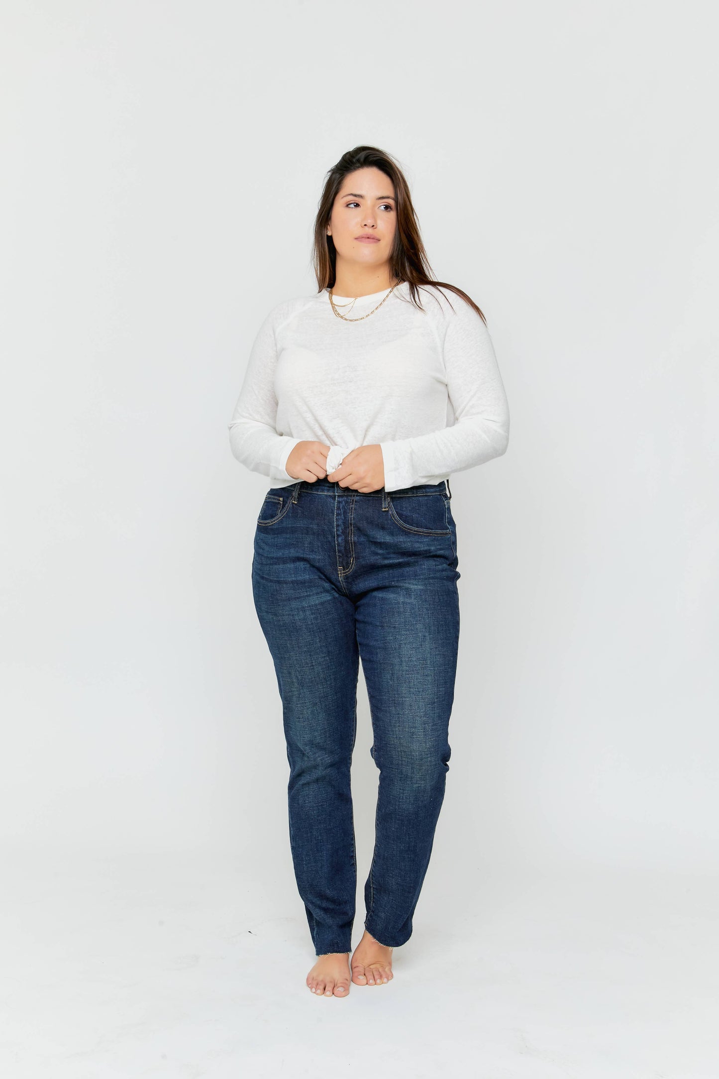 Crosby High Rise Relaxed Taper  Denim Jean in Petite by Oliver Logan