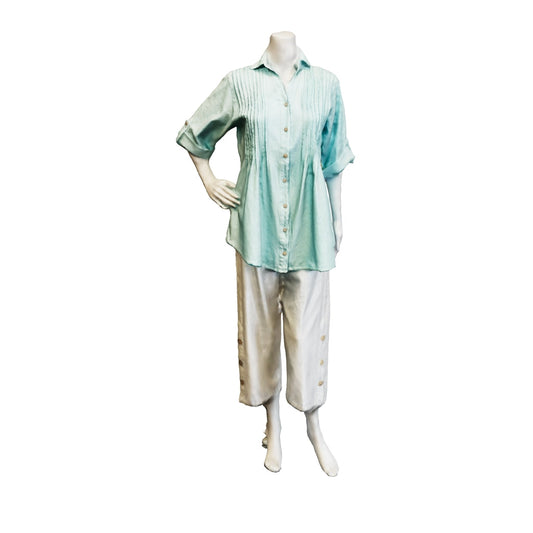 Pintuck Top in Light Crinkle Cotton Gauze by Sea Breeze of California