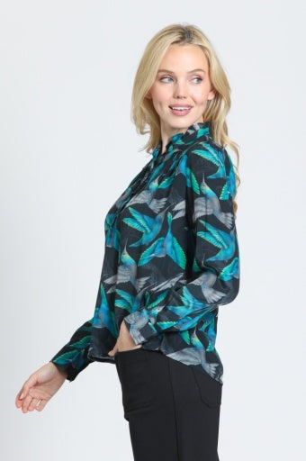 Ruffle Half Placket Blouse by APNY