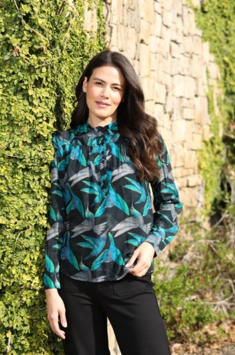 Ruffle Half Placket Blouse by APNY