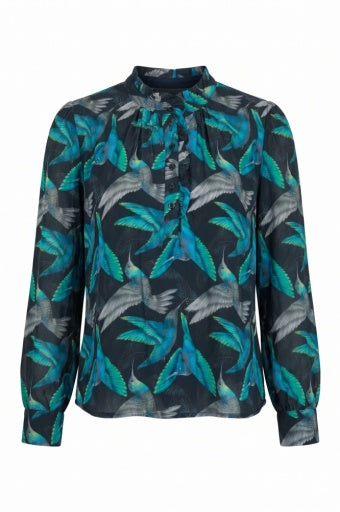 Ruffle Half Placket Blouse by APNY