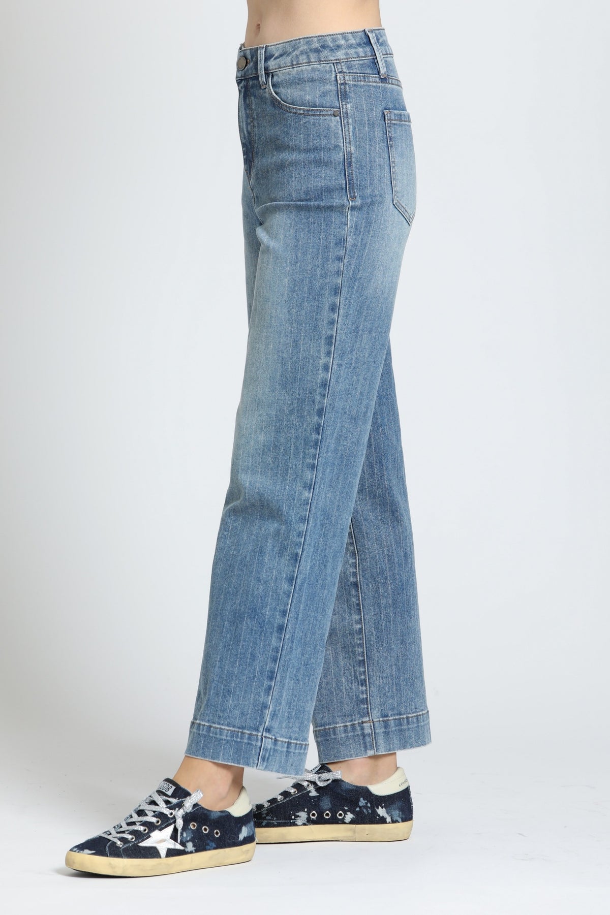 Glimmer Pin-Stripe Jeans in River Indigo by APNY